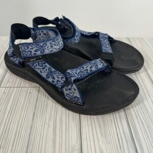 Teva Womens Original Universal Sandals Blue Grey Geometric Strappy Size 7